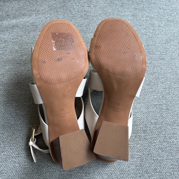 COLE HAAN Women's Cynthia Block Heel Sandal Leather Pumice Stone/Brown Sz 6 - Picture 8 of 13